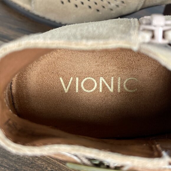 Vionic Aloft Chryssa Womens Size 6.5 Shoes Light Sand Suede Open Toe Ankle Boots - Picture 11 of 13